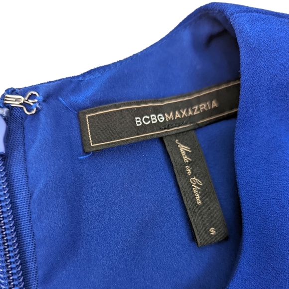 BCBG Maxazria Ruffle Cocktail Party Mini Dress Womens Small Blue Sleeveless - Picture 9 of 13